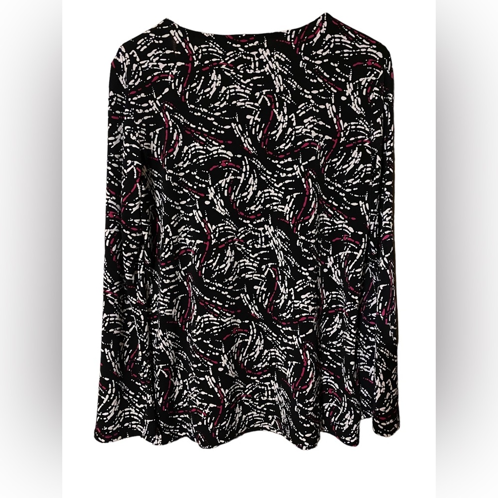 Chicos Blouse Size 1 US Medium Top Stretch Jersey Knit Long Sleeves Shirt - Picture 14 of 15